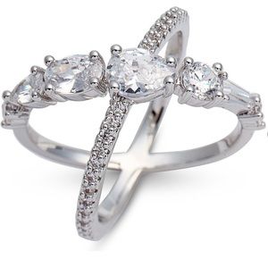 Nordstrom - Mixed Cubic Zirconia CrissCross Ring SIZE 8